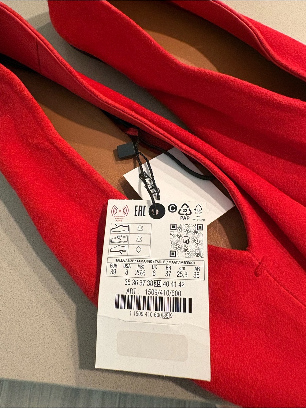 Zara Red Suede Ballet Flats - Picture 3 of 5